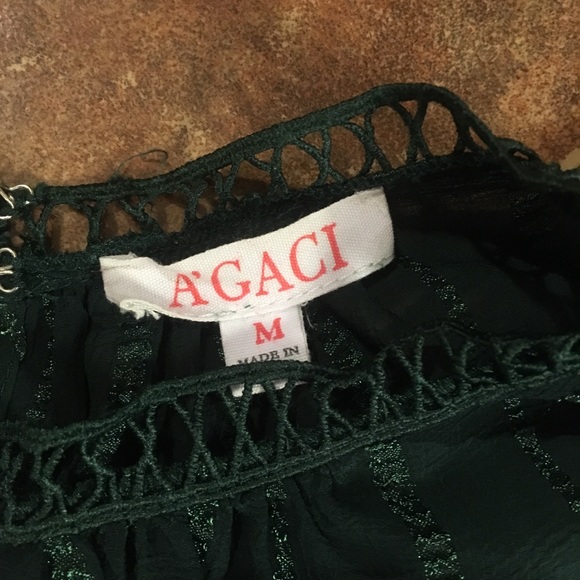 A’GACI Sheer Green Blouse - Picture 2 of 7